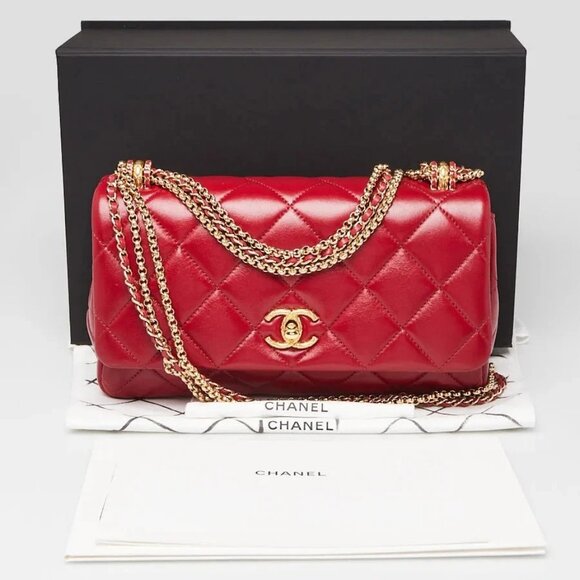 Chanel Dark Red Quilted Shiny Lambskin Quilted Multi Stand Flap Bag - Picture 9 of 9